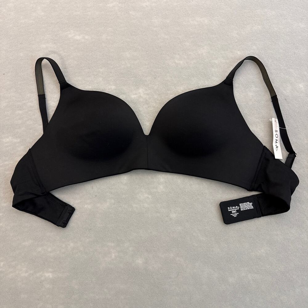 NWT black Soma wireless push up bra - padded no wire plunging cleavage size 36C